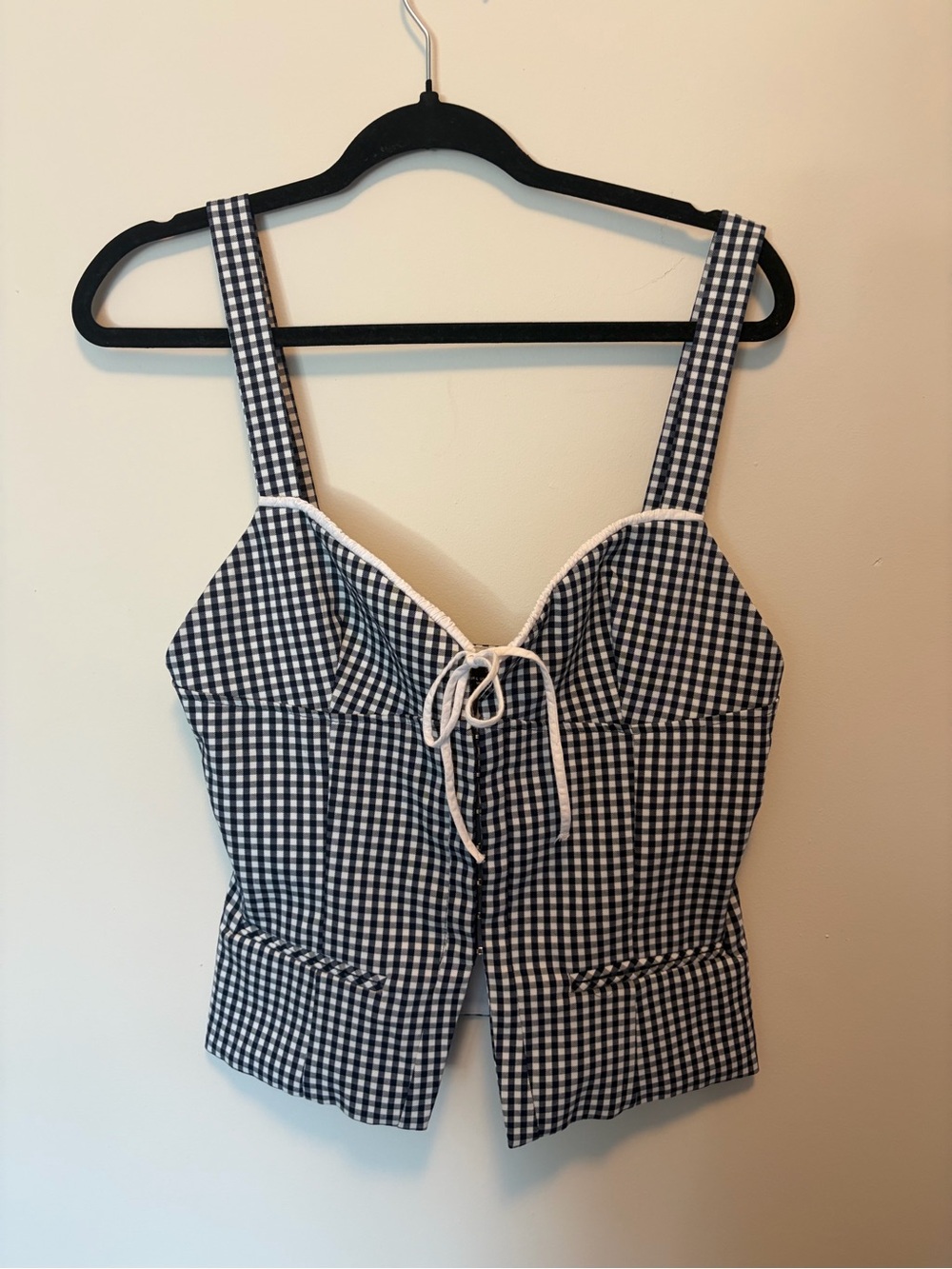 Zara Black & White Gingham Corset Top - L